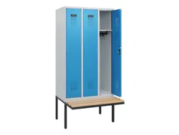 locker met bank,HxBxD 1950x900x815mm,3vak,vak B 300mm,cilinderslot