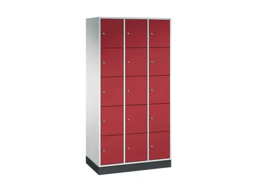 lockerkast,RAL 7035/RAL 3003,HxBxD 1950x920x500mm,3x5vakken,cil.-slot