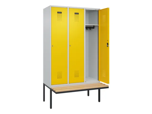 locker met bank,HxBxD 2120x1200x815mm,3vak,vak B 400mm,cilinderslot