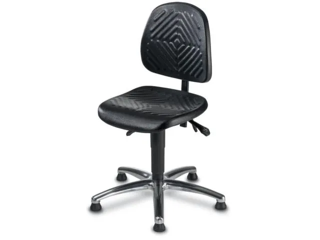 Werkplaatsstoel H 460-600Mm Pu-Zitting Gasveer Vloerglijders Zwart