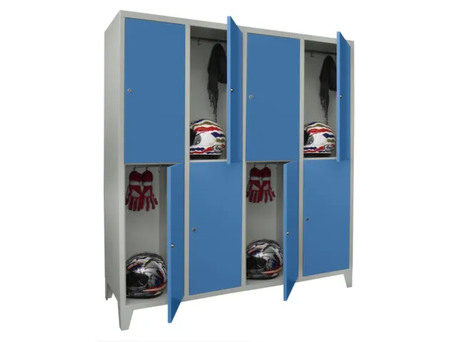 lockerkast,HxBxD 1850x1600x500mm,4x2vakken,RAL7035,front RAL5012