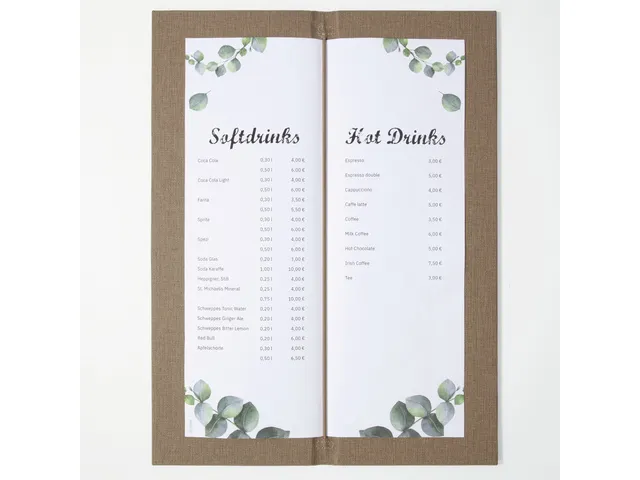Drankkaart map Sigel 1/2 A4 smal beige voor 8 blad