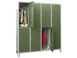lockerkast,HxBxD 1850x1600x500mm,4x2vakken,RAL7035,front RAL6011 - 2