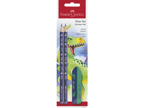Potloodset Faber-Castell Dino 3-delig 2x HB grafietpotlood en 1x gum b