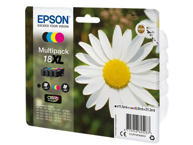 Epson 18XL T1816 multipack 4 inktcartridges hoge capaciteit C13T181640