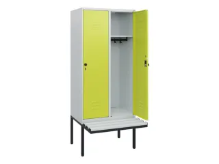 locker met bank,HxBxD 1950x800x815mm,2vak,vak B 400mm,draaigrendel - 2