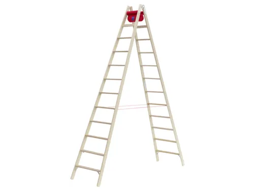 trapladder,beide zijden,2x10,treden,balk L 2,93m,hout