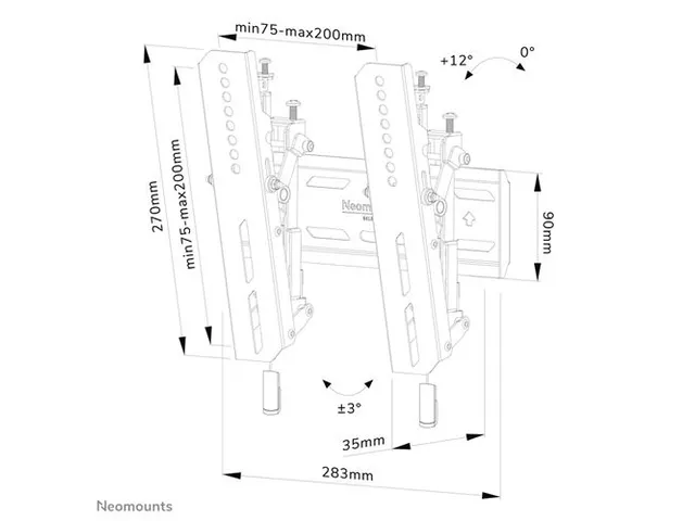 Wandsteun Kantelbaar WL35S-850BL12 TV 24-55 Inch Zwart