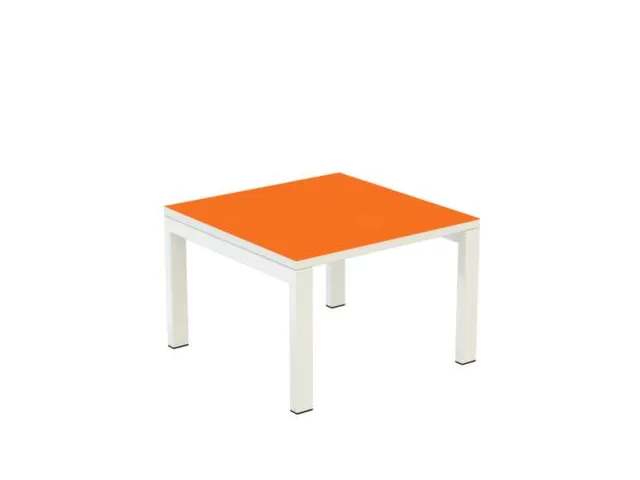 Bijzettafel 400X600X600Mm Vierkant Oranje 4Voeten Wit Vierkante Buis