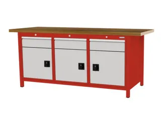 werkbank,HxBxD 860x2000x750mm,onderstel RAL3020,fronten RAL7035 - 3