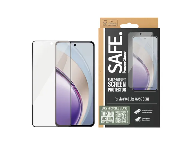PanzerGlass SAFE. by Screen Protector w. Black Frame Vivo V40 Lite