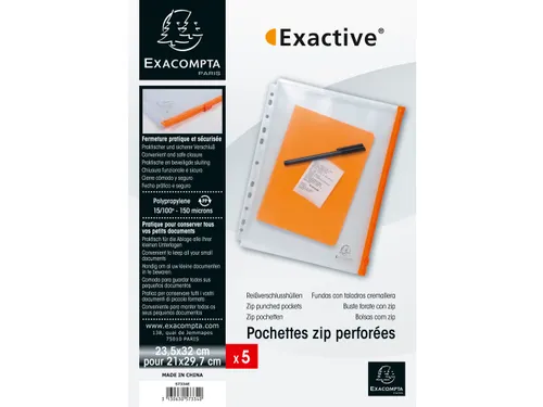 Exactive 5 Geperforeerde Showtassen Met Zip-Sluiting A4
