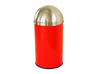 RVS afvalbakken,50l,HxØ 730x350mm,binnenbak staal,romp RVS rood - 1