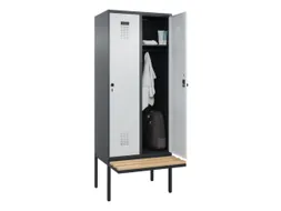 locker met bank,HxBxD 2120x800x815mm,2vak,vak B 400mm,draaigrendel