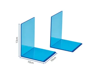 Boekensteun MAUL 10x10x13cm acryl set 2 neon blauw transparant - 2
