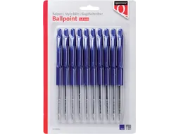 Balpen Quantore Drukknop Blauw medium, Blister 10 stuks