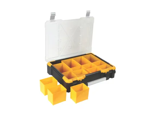 Opbergkoffer PP met 12 verwijderbare bakjes 490x420x115mm Zwart/Geel