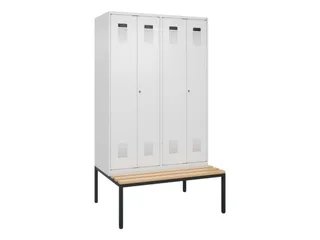 locker met bank,voor scheiding van kleding,HxBxD 2120x1200x815mm,4vak - 2