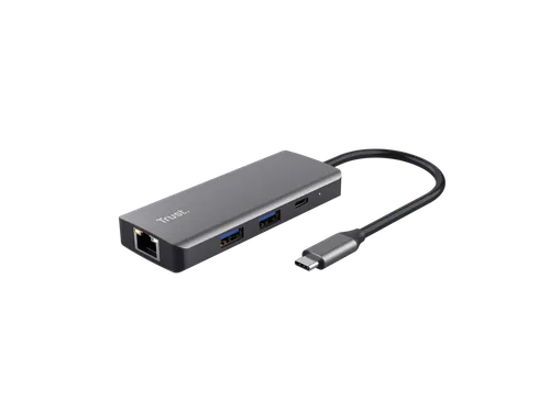 Adapter Trust Dalyx 6-in-1 USB-C multipoort grijs