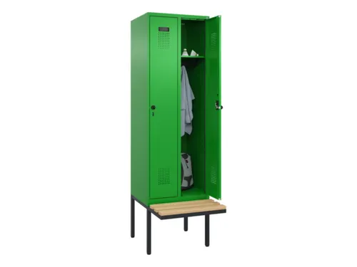 locker met bank,HxBxD 2120x600x815mm,2vak,vak B 300mm,draaigrendel