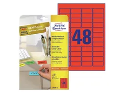 etiket Avery ILK 45,7x21,2mm 20 vel 48 etiketten per vel rood