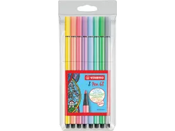 Viltstift STABILO Pen 68 medium pastel assorti etui à 8 stuks