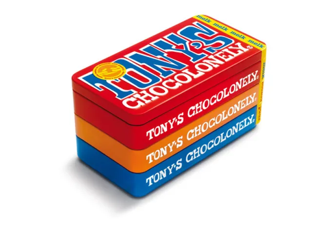 Chocolade Tony's Chocolonely Reep 3x 180 gram in Blik