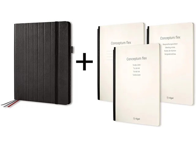 Business Organiseur Conceptum Flex simili cuir, A4, noir avec cahier l