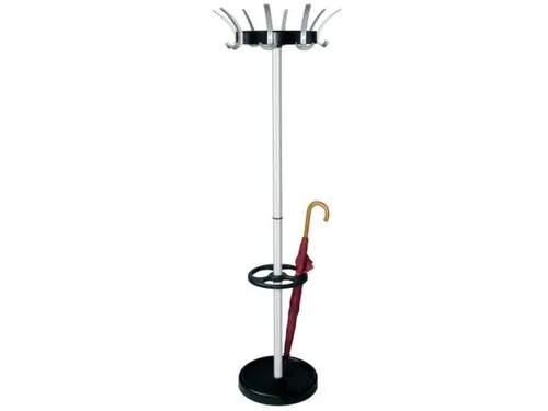 Kapstok 1800x500mm 8/16 Hoed- / Jashaken Aluminium-Zilver/Zwart