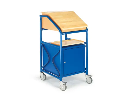Verrijdbare lessenaar,HxBxD 1240x630x690mm,m. Legborden,kast