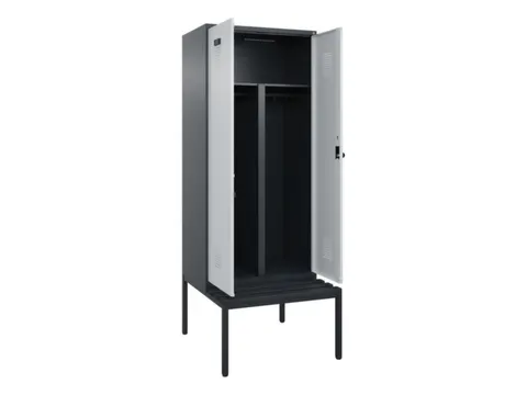 PBM-locker met bank,HxBxD 2120x800x815mm,2vak,vak B 400mm,draaigrendel