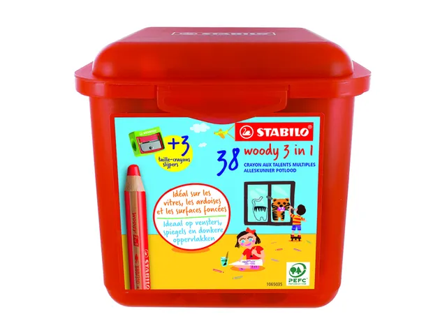 Kleurpotlood STABILO 882 woody 3-in-1 incl. 3 slijpers 38 stuks assort
