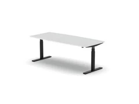 Elektrisch ihv Vergadertafel Vatvorm 2000x800mm Zwart+ Wit Blad