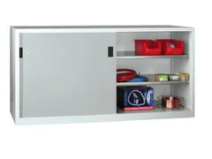 Schuifdeurkast 1000x2000x600mm 2 Oh Tussenwand Cilinderslot Ral7035