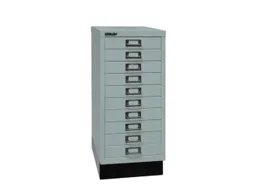 kantoor-ladekast HxBxD 670x279x380mm 10 laden romp zilverkleurig staal