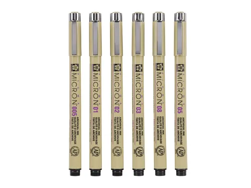 Fineliner Sakura pigma micron set 6stuks zwart