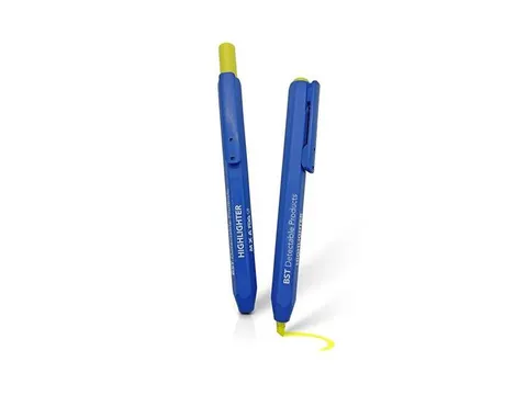 Markeerstift intrekbaar detecteerbaar blauw gele inkt 10 stuks