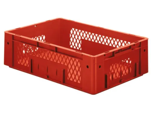 Euronorm Stapelkrat 175x600x400mm 31l Opengewerkt/Bodem Gesl. Rood
