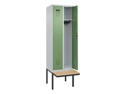 locker met bank,HxBxD 2120x600x815mm,2vak,vak B 300mm,cilinderslot