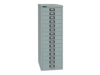kantoor-ladekast HxBxD 857x278x380mm 15 laden romp zilverkleurig staal - 2