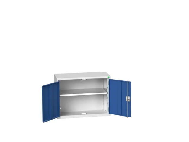 wandkast 600x800x350mm 1xStalen bodem sokkel Ral 7035 front Ral 5010