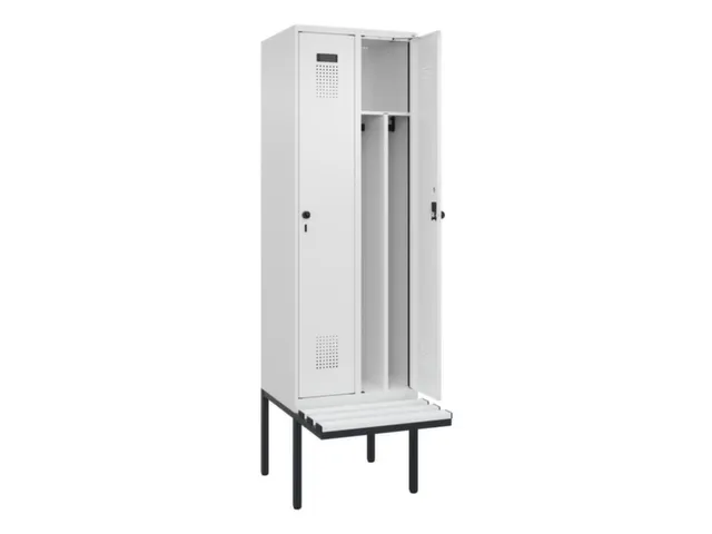 locker met bank,voor scheiding van kleding,HxBxD 2120x600x815mm,2vak