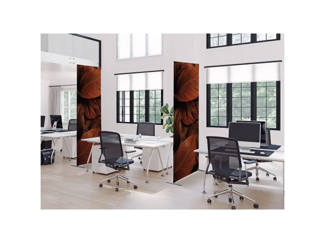 Scheidingswand Textiel Deco 85x200cm Botanische Bladeren Rood ECO