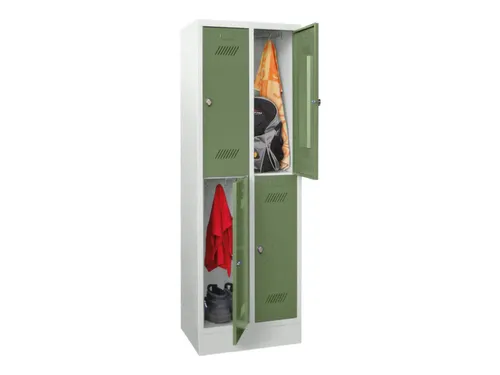 dubbeldekse locker,HxBxD 1850x600x500mm,2x2vak.,RAL7035,front RAL6011