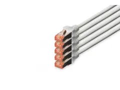 CAT 6 S-FTP patchkabel Cu LSZH AWG 27/7 Lengte 10m 5 stuks Grijs