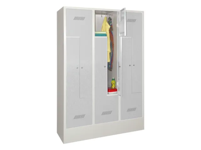 Z-garderobekast 1850x1230x500mm 6 Delen Sokkel Cilinderslot Grijs