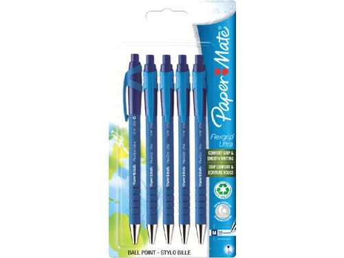 Balpen Paper Mate Flexgrip Ultra medium blauw blister à 5 stuks