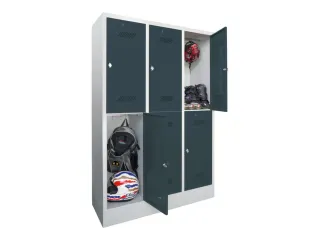 dubbeldekse locker,HxBxD 1850x1200x500mm,3x2vak.,RAL7035,front RAL7016 - 2