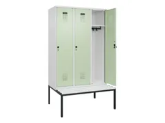 locker met bank,HxBxD 2120x1200x815mm,3vak,vak B 400mm,draaigrendel