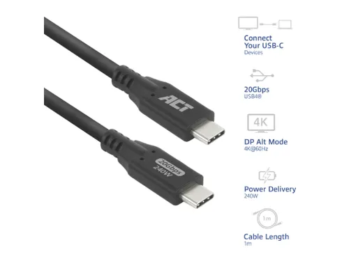 Kabel ACT USB-C 4.0 20Gbps 1m